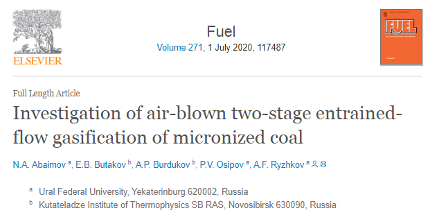 Latest publication in a peer-reviewed  journal  FUEL